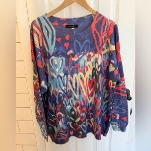 Multi-Color Heart Print Women's Sweater